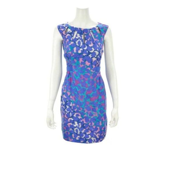 NANETTE LEPORE BLUE PRINT SILK DRESS SIZE 6 - Picture 1 of 6